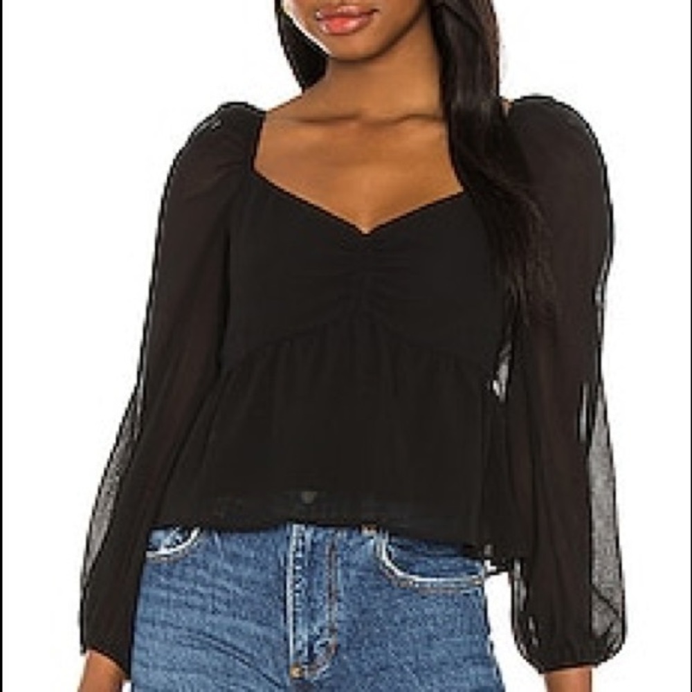 ASTR Long Sleeve Sweetheart Black Xs Nordstrom